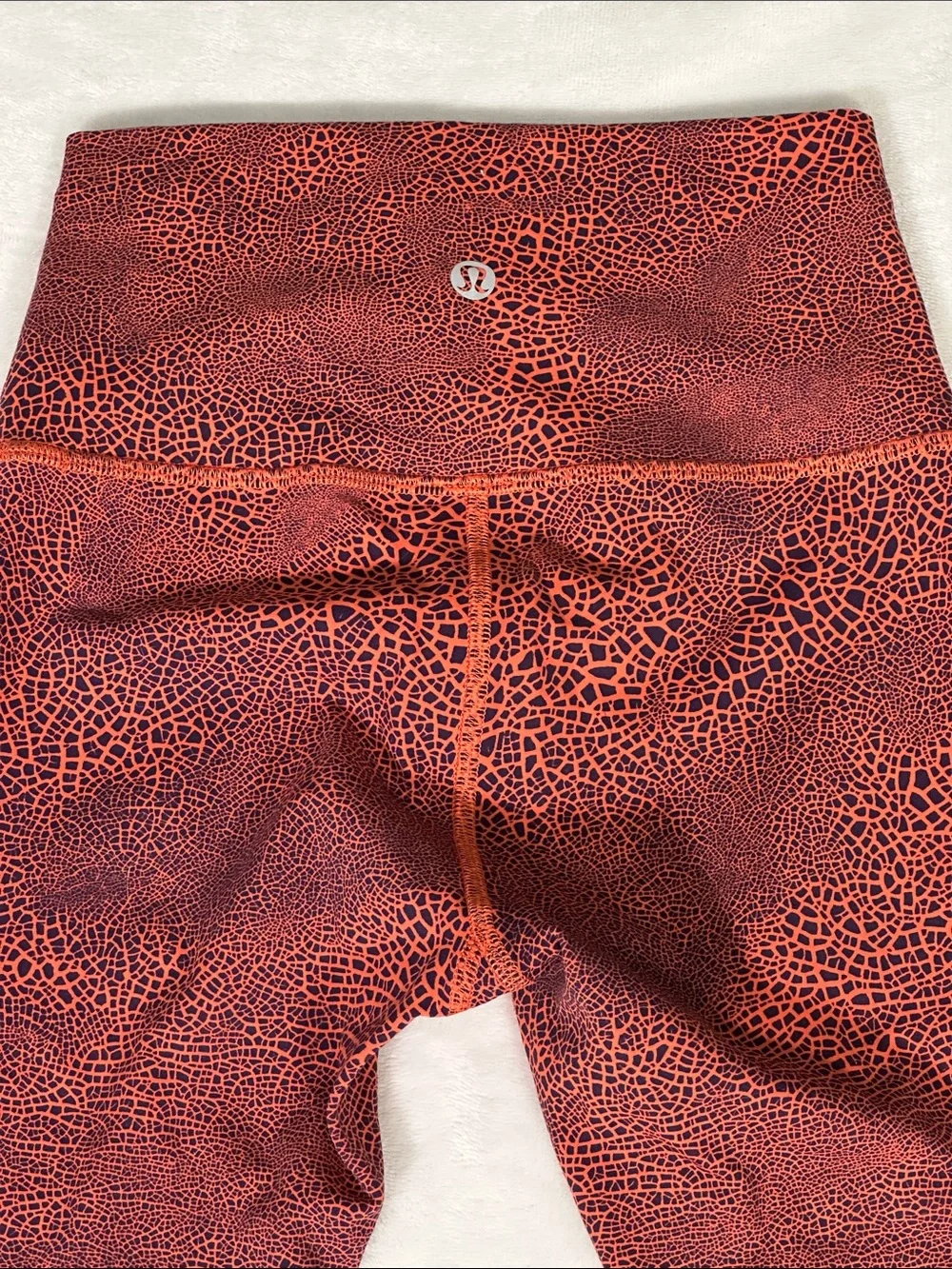 lululemon athletica Neon Orange and Navy Patterned 3/4 Leggings